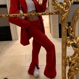 Röda kostymbyxor från 4th&reckless - Skit snygga byxor från 4th and reckless! Har tyvärr aldrig använt dem så dem är helt nya med prislapp! Dem är strlk 34 men passar mer än 36-38 då deras kläder är större i storleken! Bilderna är tagna från Pinterest