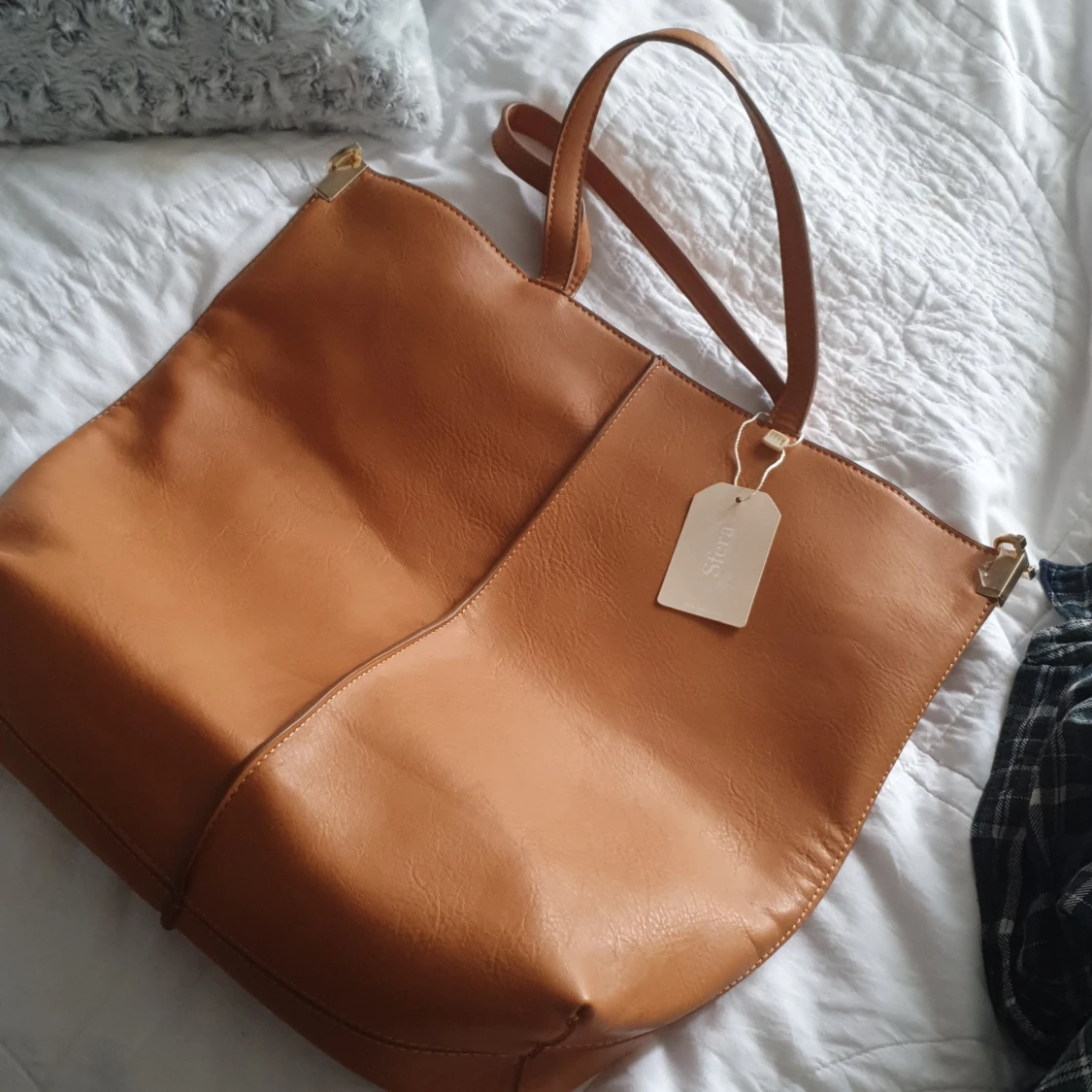 Handväska brunt skinn 