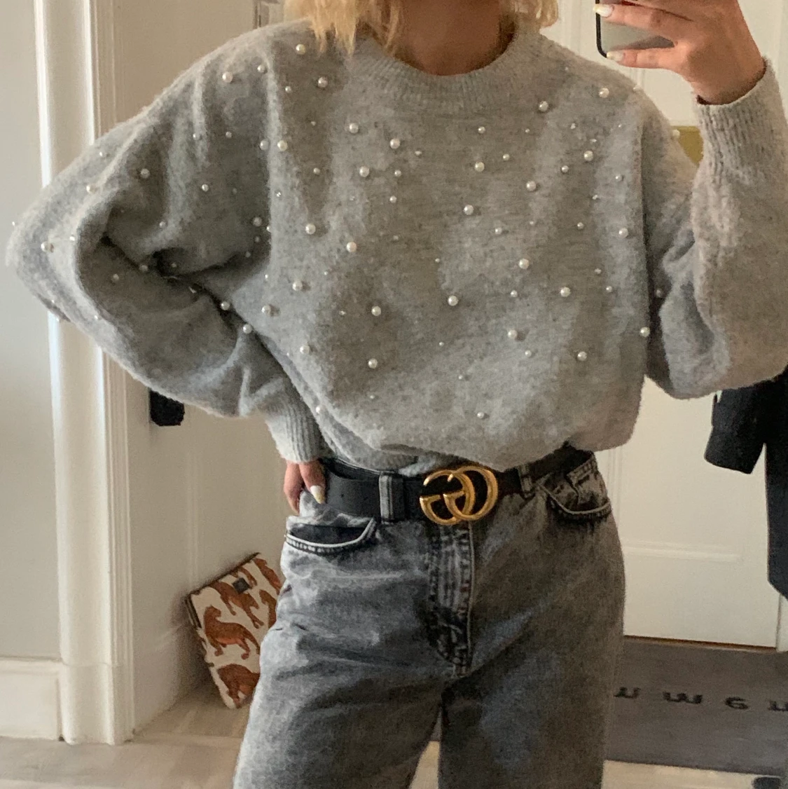 Tjocktröja med pärlor - 90