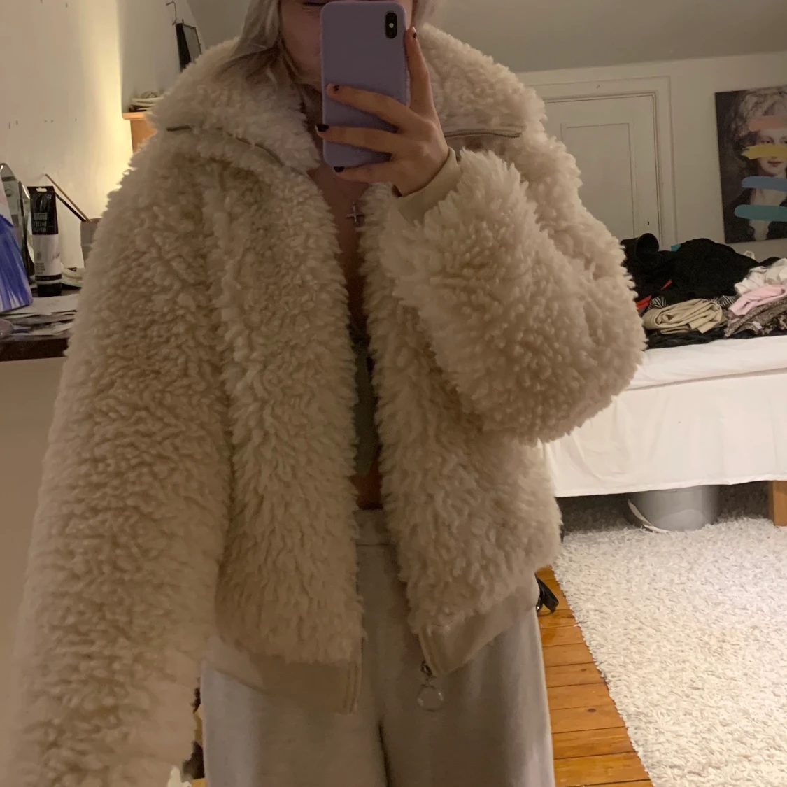 Vit/beige teddyjacka