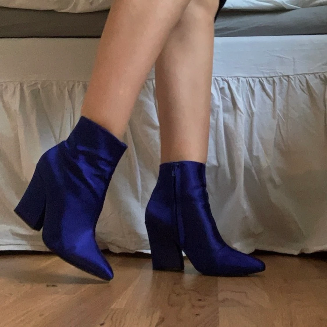 Blåa satin skor - 90