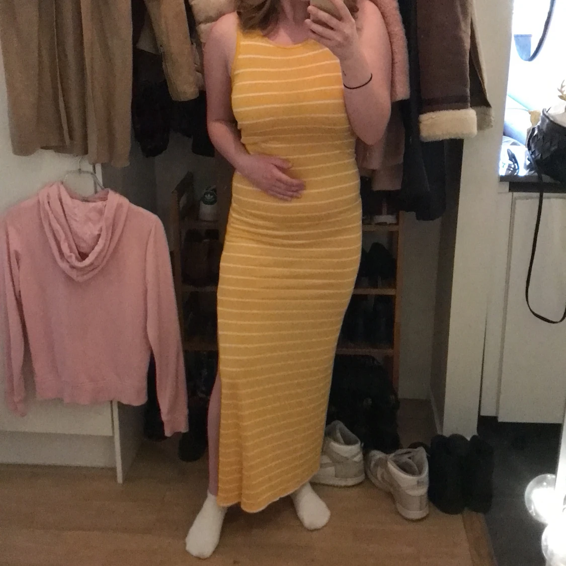 Randig långklänning i storlek XS