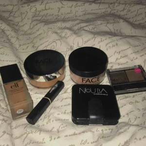  - Massa smink från Face of Stockholm, elf och douba. Allt är endast färg testat. Foundation elf : 45 kr , 2 löspuder face of Stockholm: 60 kr st, concealer stick elf: 45 kr, ögonbrynskit : 30 kr, puder med spegel: 65 kr. Allt: 220 kr