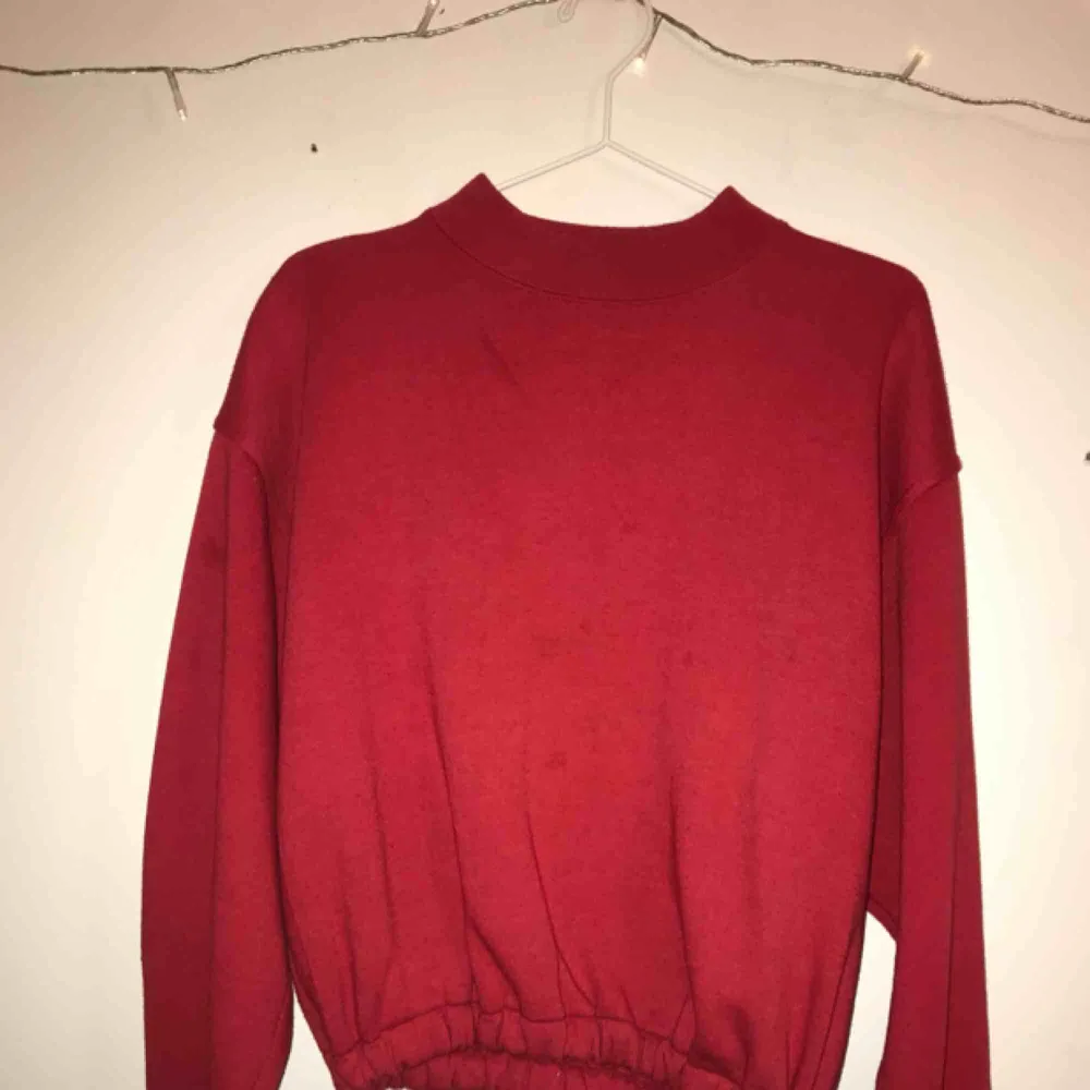 Supersnygg röd sweatshirt köpt från beyond retro. Uppsud där nere med ett resårband. Aldrig andvänd och som ny. Står att det är en L men pågrund av att den är uppsydd skulle jag anse att det är mer som en S. Hoodies.