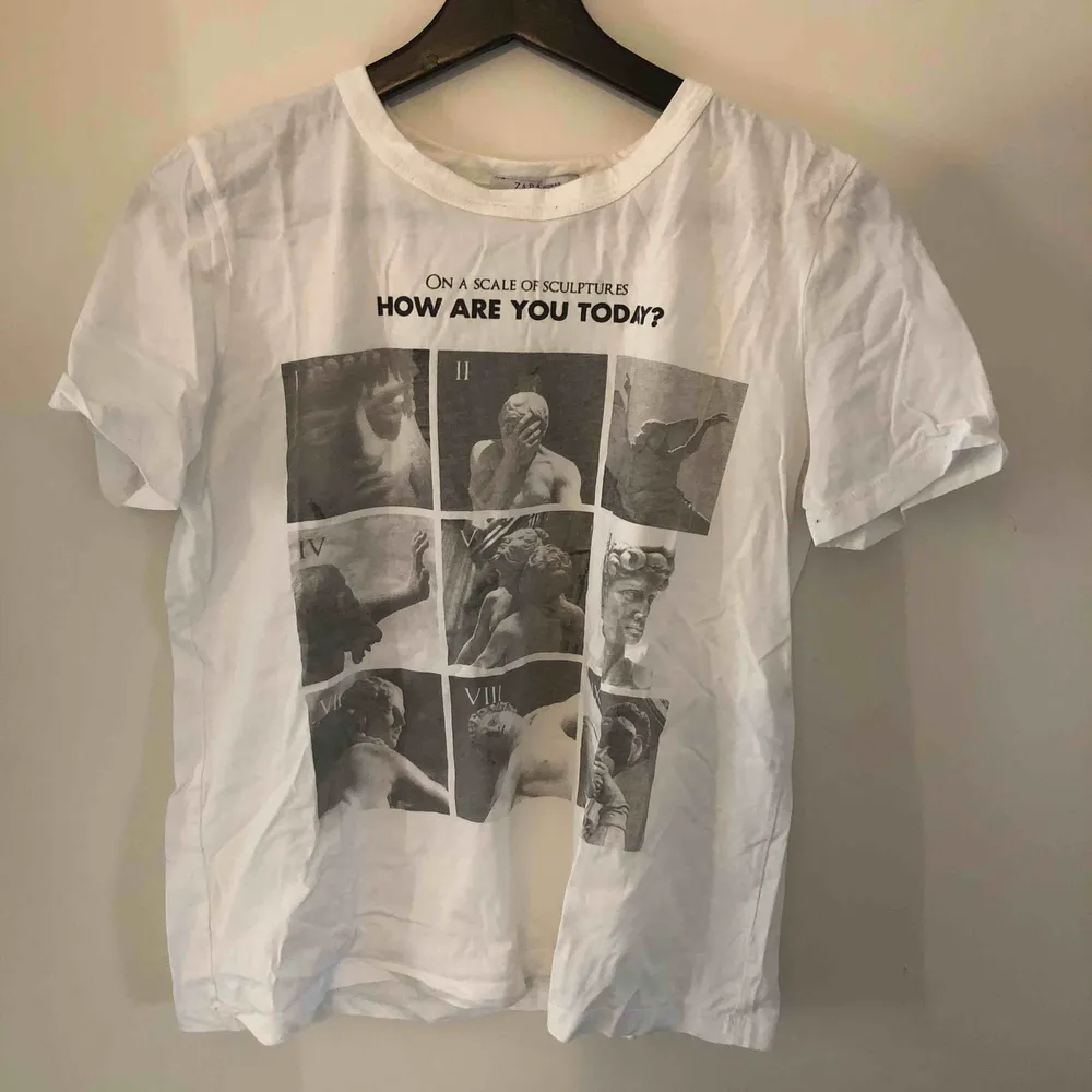 En vit t-shirt med tryck från zara. T-shirts.