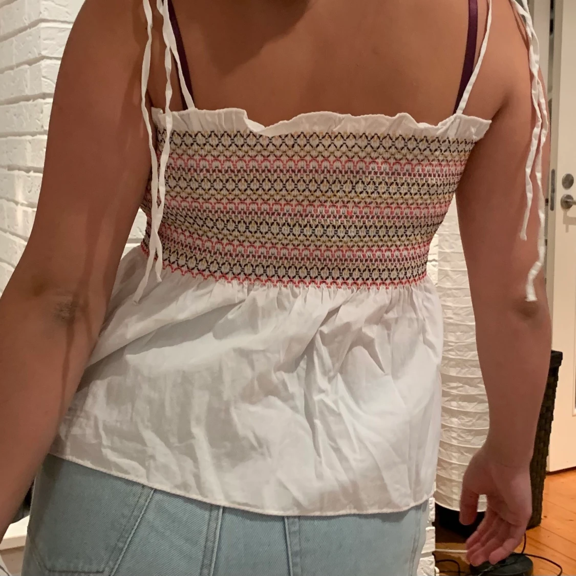 Vitmönstrat linne/blus - 90