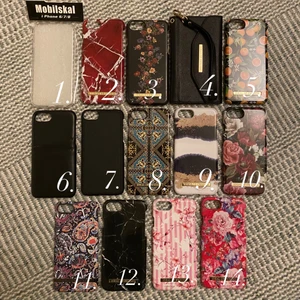 Mobilskal !!! - iPhone 6/7/8💙 dom första 2 skalen kostar 50kr, nummer 4 kostar 130kr och dom andra 80kr💜 De flesta skalen har små små repor, men absolut ingenting man lägger märke till💚 Om ni vill köpa, skriv numret så det inte blir missförstånd💛 Vid köp av flera skal kan vi komma överrens om annat pris❤️   Nummer 12 är såld!!!