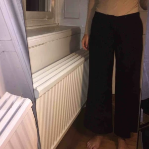  - Korta kostymbyxor från Åhléns. Är nog tänkta som culottes på en längre person, jag på bilden är 160cm lång och normalt en 32/xs. Säljer pga lite använda och för stora i midjan. Så tror de skulle passa en xs/s.