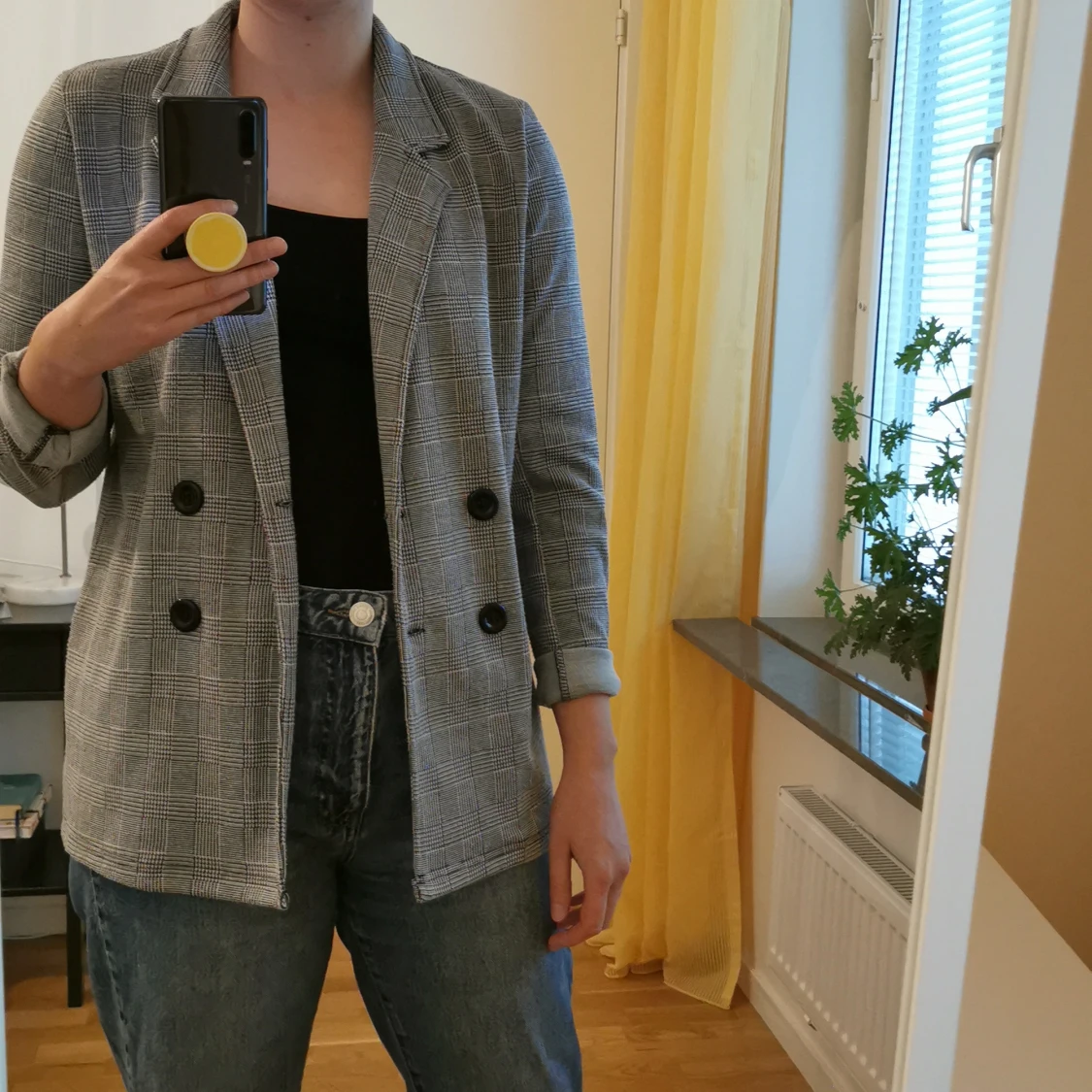 Rutig kavaj i svart och vitt, strl M - 90