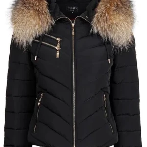 Hollies Dunjacka - Hollies jacka i modellen chatel dunjacka i färgen svart. Jackan är äkta med äkta päls och köpt från Hollies för 3499kr, säljer den p.g.a att jag inte använder den då den inte passar mig i storlek. Har använt den endast 2 månader. Den är i bra skick utan några skador eller fläckar. Jackan är i strl 38, passar som strl 36 också. Kan även frakta den. Pris kan diskuteras vid snabb affär!