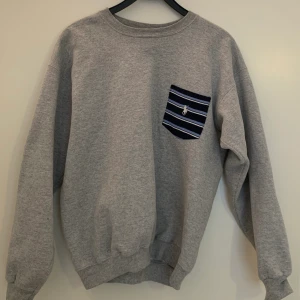 Grå ralph lauren sweatshirt  - En grå vintage ralph lauren sweatshirt i bra skick :)med en lite grön färgfläck på högra ärmen. Frakt tillkommer
