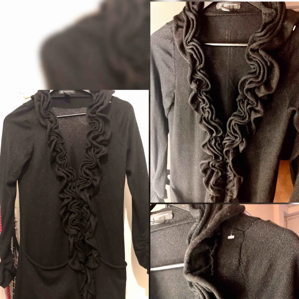 -Never been worn, New w/o tag -INC International Concepts Sweater, Long-Sleeve Ruffle Cardigan -Color:Black with silver glitters -Size: Medium. Tröjor & Koftor.