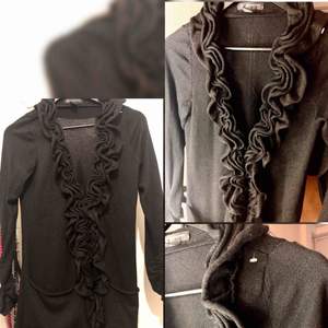 -Never been worn, New w/o tag -INC International Concepts Sweater, Long-Sleeve Ruffle Cardigan -Color:Black with silver glitters -Size: Medium