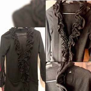  - -Never been worn, New w/o tag -INC International Concepts Sweater, Long-Sleeve Ruffle Cardigan -Color:Black with silver glitters -Size: Medium