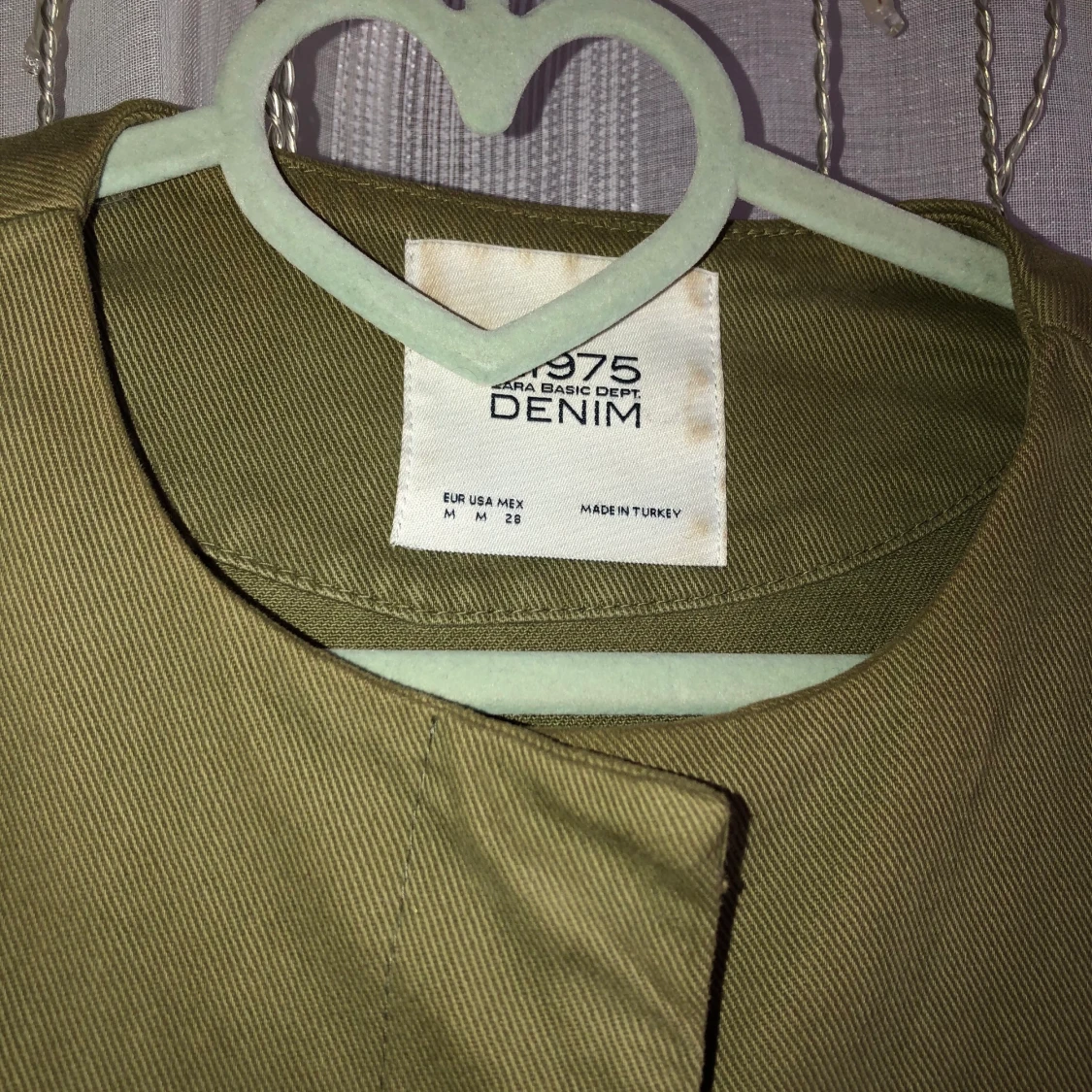 Grön jeansjacka med fransar - Zara, strl M - 91