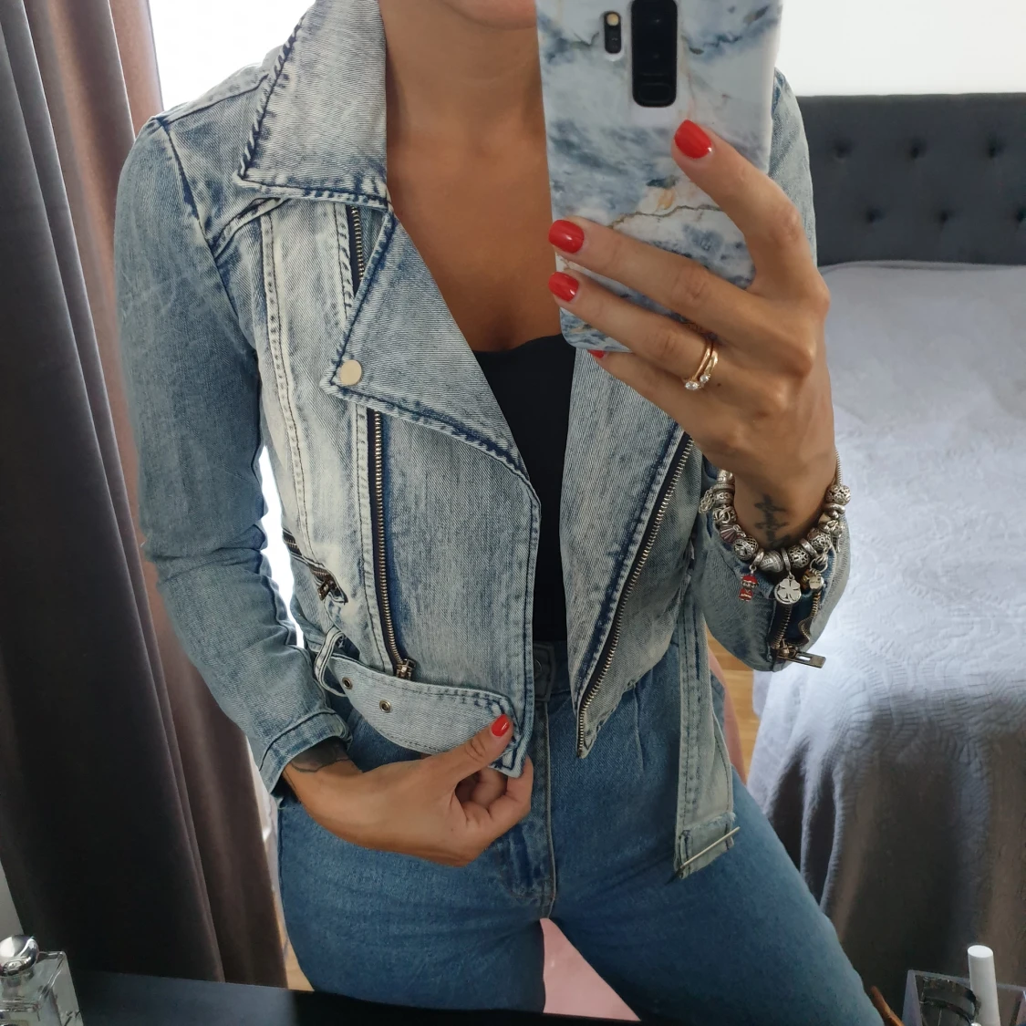 Vintage biker denim jacket - 90