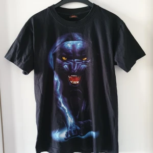 Vintage t-shirt - Vintage svart t-shirt med tryck i storlek M. Lite blekt/ljust fläckig under ena armhålan och på sidan (se bild 3), tycker dock inte det syns så jättemycket och kanske går bort mer efter några tvättar. Fraktkostnad blir 45kr.