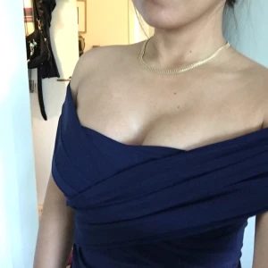  - Navy blue dress off shoulder free size 