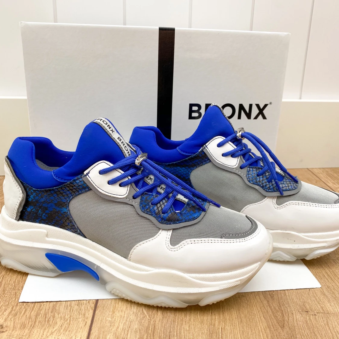  Bronx sneakers i blå Snake print  - 91