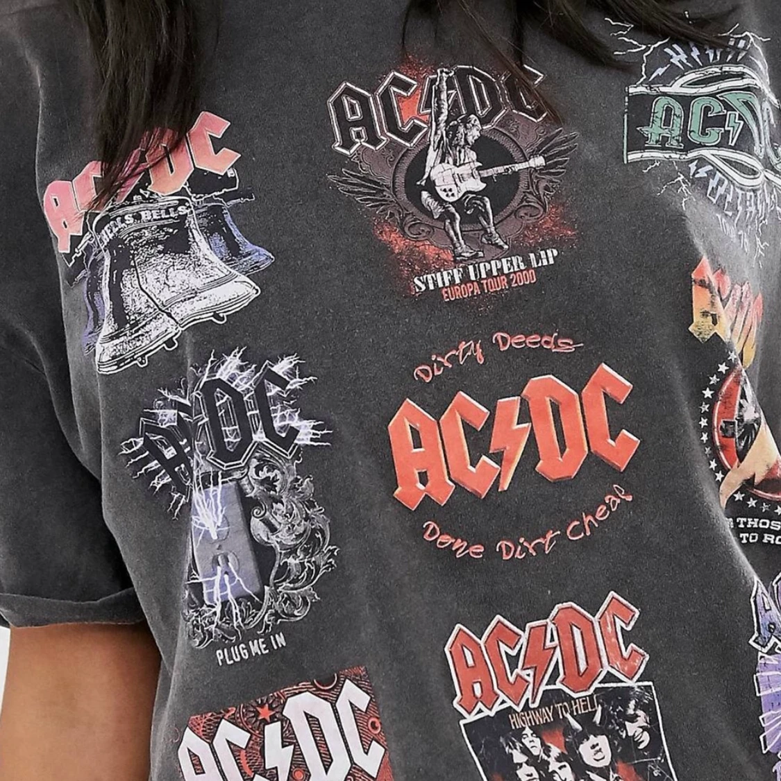 ACDC - Grå t-shirt i urtvättad modell - 90