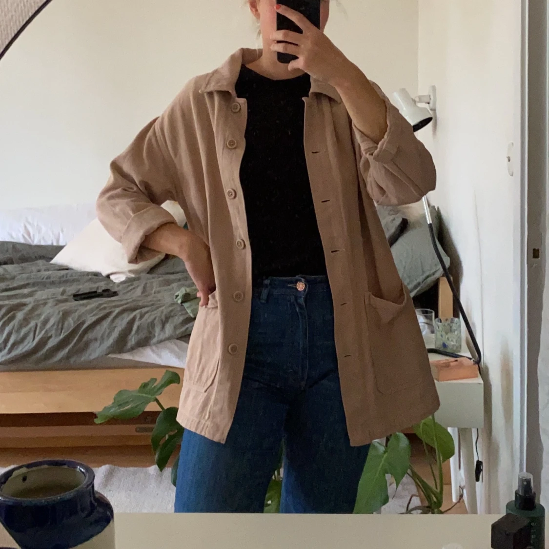 Beige oversized innerjacka/skjorta  - 90