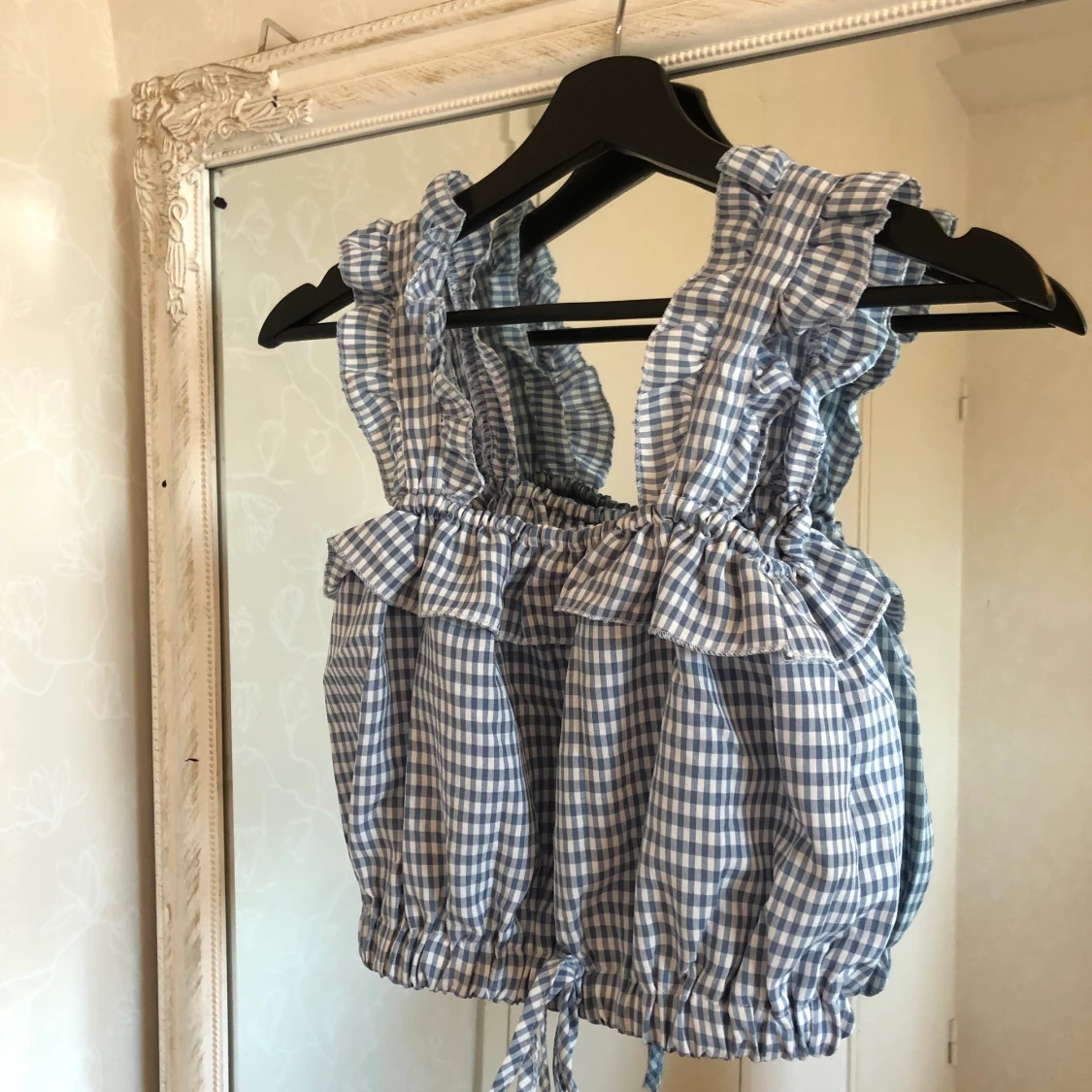 Gingham blå rutig top