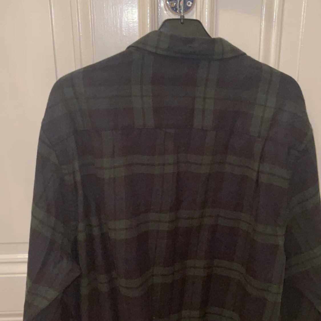 Bomullsskjorta oversized marinblå/mörkgrön  - 90