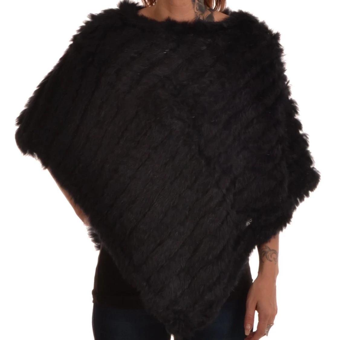 Äkta päls poncho - 90