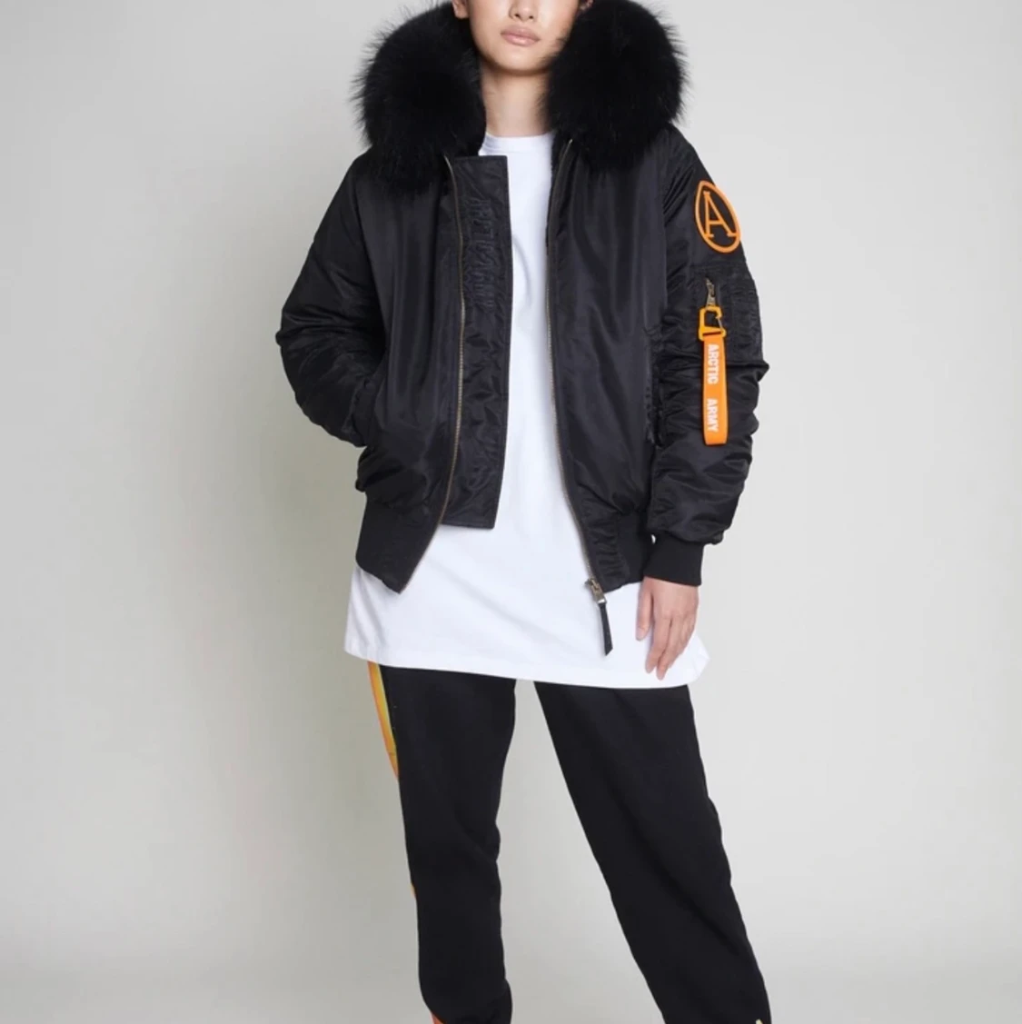 Arctic army faux fur bomber