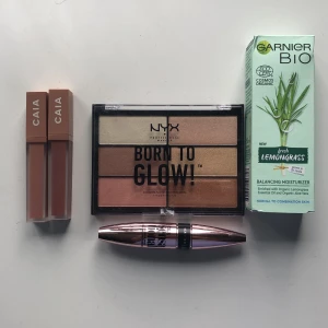 Smink och hudvårdsprodukter - Säljer allt tillsammans för 100kr. Inget är använt förutom highlitern som jag har testat 1 gång. Om du vill köpa en av produkterna hör av dig privat!💕 läppprodukterna är från caia i färgerna ”unique angel” och ”my darling”