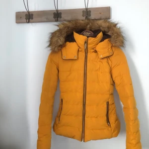 Vinterjacka från zara  - En superfin jacka i gott skick, knappt använd. Den är i en jättefin gul färg, och dessutom väldigt varm. Den har en mjuk, brun fake päls på insidan samt avtagbar luva. Frakt tillkommer 💕