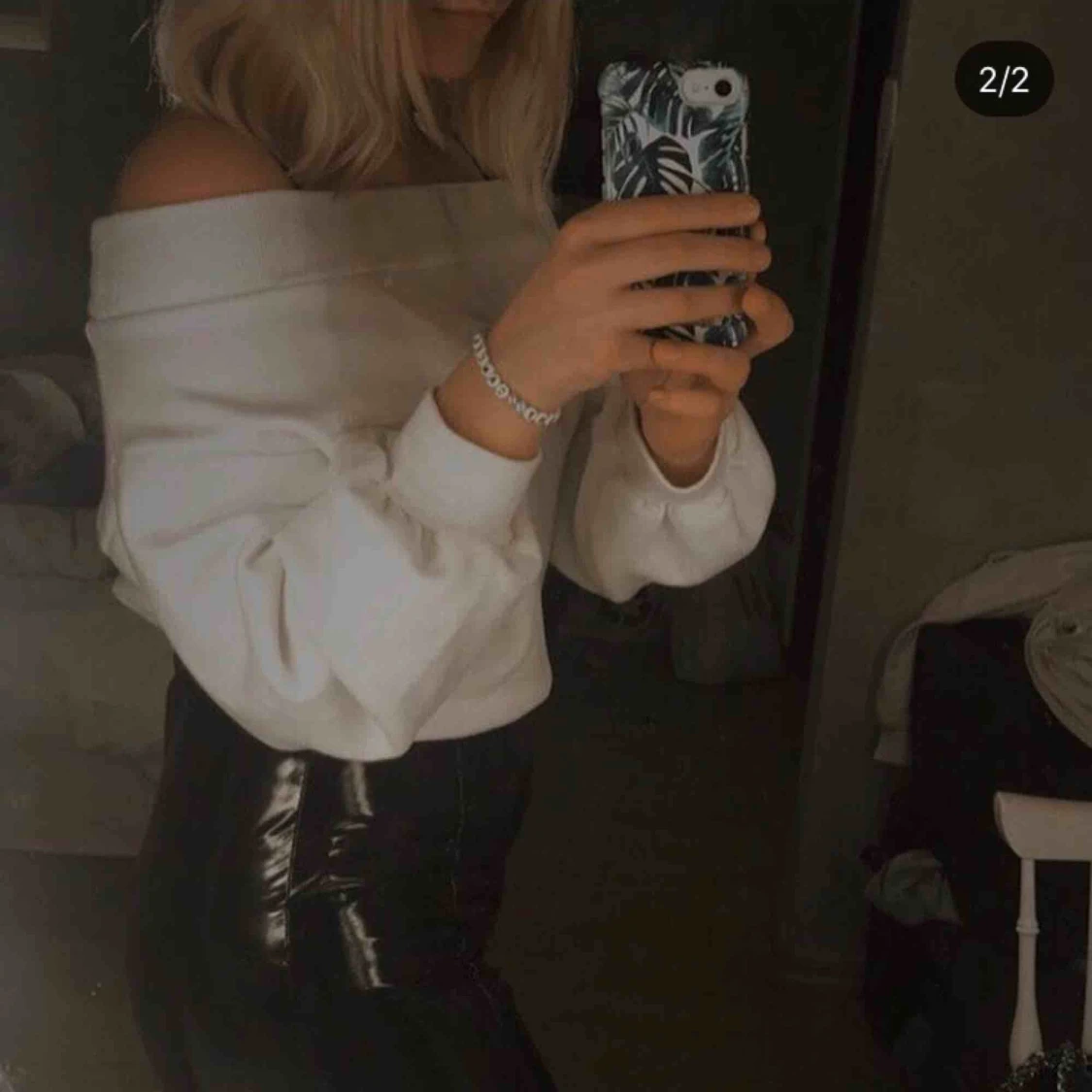 Vit off shoulder tröja  - 90