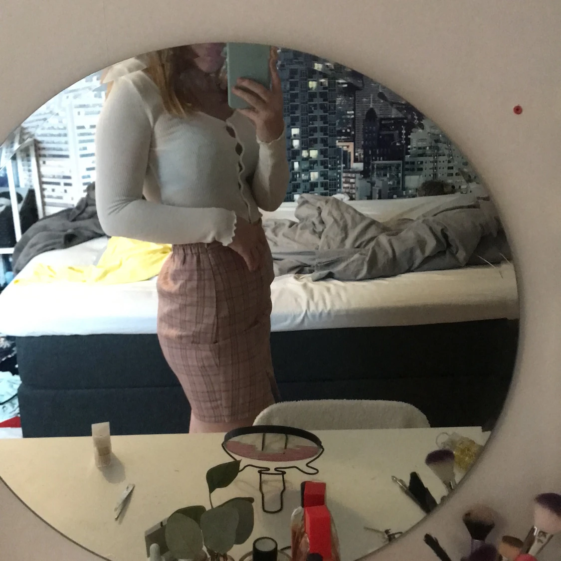 Vit ”stickad” tröja - 90