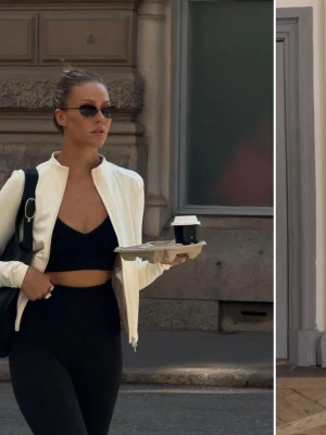 Aimn defined jackan  - Snygg vit sportjacka med figurnära passform och hel dragkedja framtill. Jackan har långa ärmar och diskreta sömdetaljer som ger en stilren look. Perfekt för träning eller som ett lättare ytterplagg. Tillverkad i stretchigt funktionsmaterial. Storlek M men passar bra på mig som har s-m