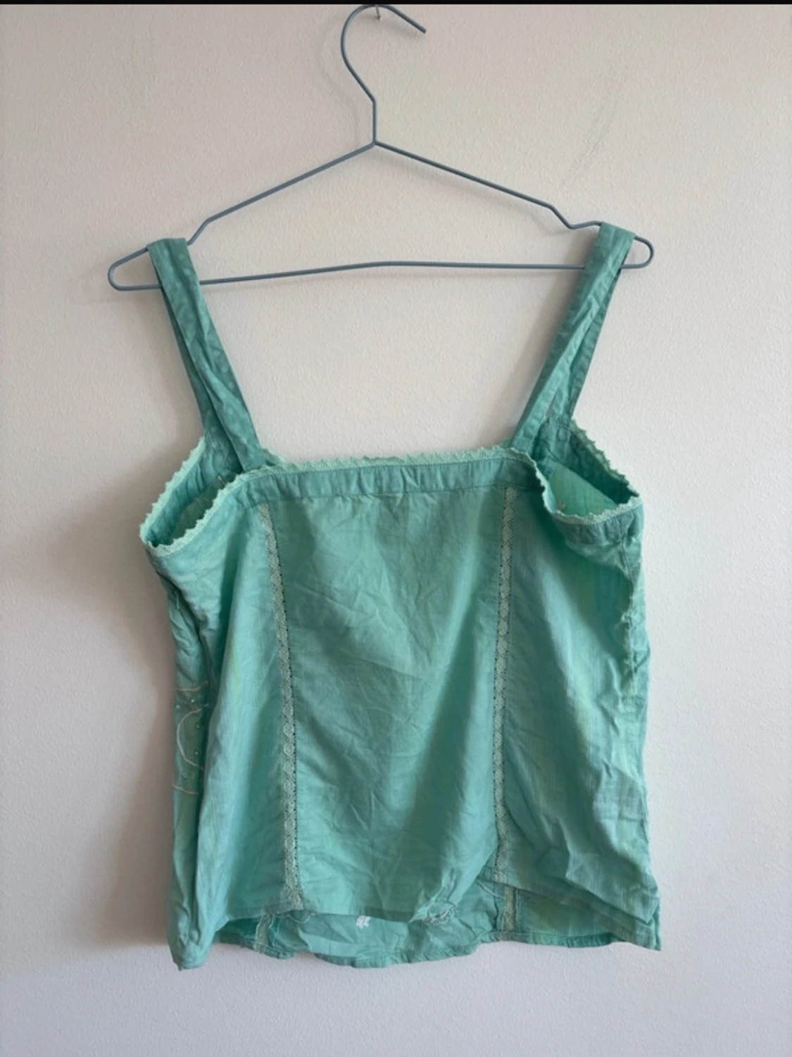 Vintage Mintgrön broderad linnetopp - 4