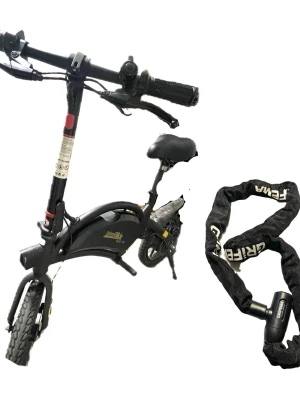 Elcykel+ Kedjelås - Elcykel, Hopfällbar cykel 15 Kilogram, Antal hastigheter	‎24 Strömkälla	‎Batteri- upp till 18 km Batteri 6Ah, 250w motor
