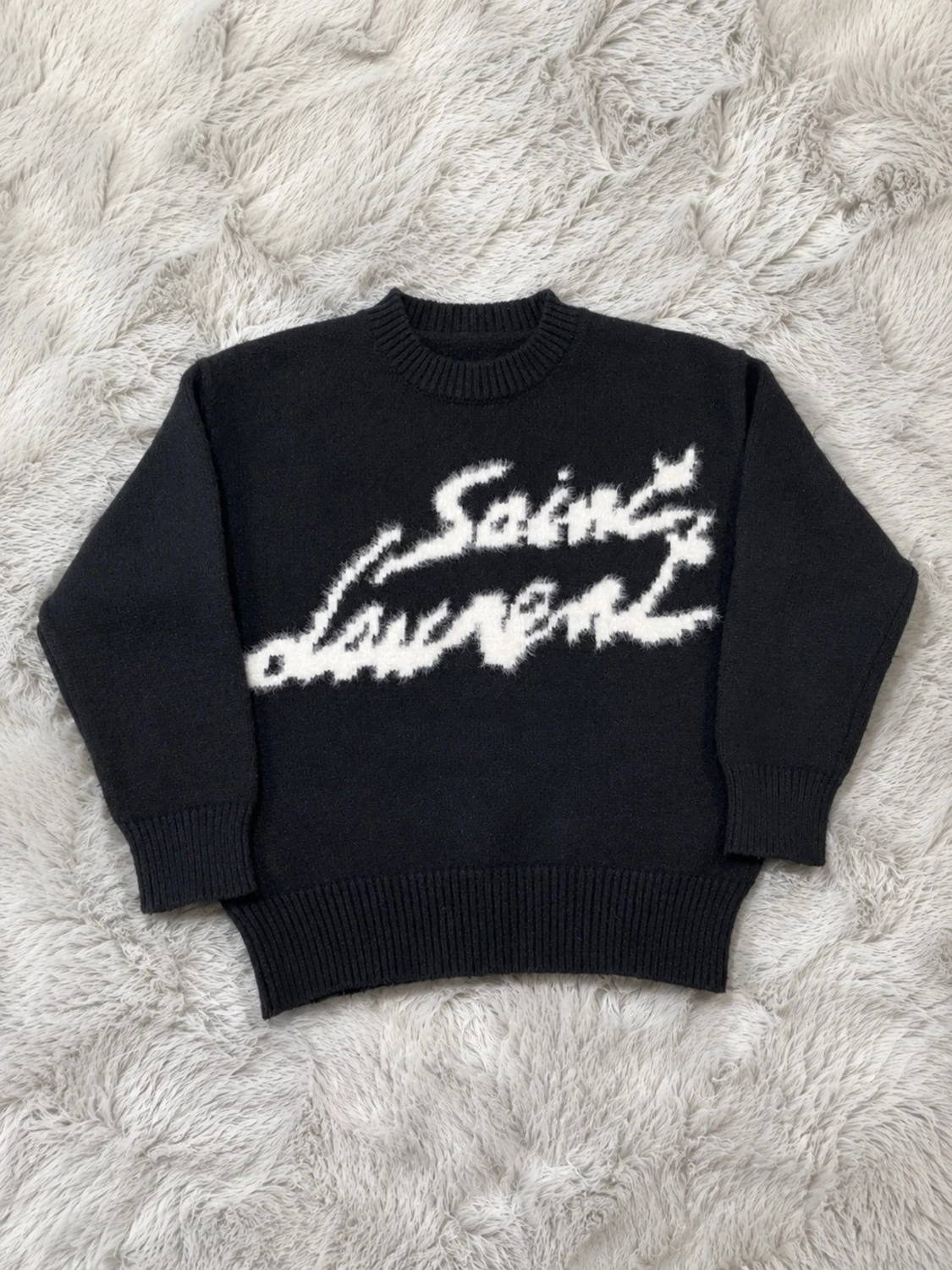 Svart Saint Laurent stickad tröja