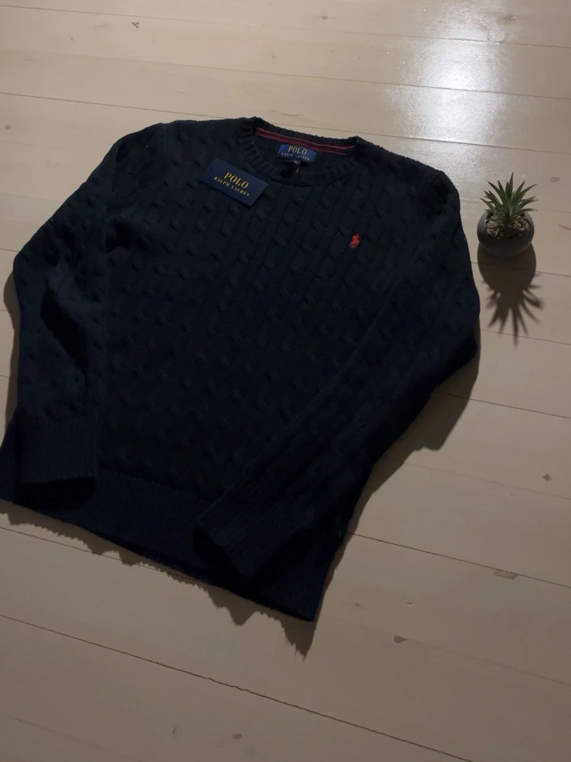 Mörkblå kabelstickad tröja Polo Ralph Lauren - 3