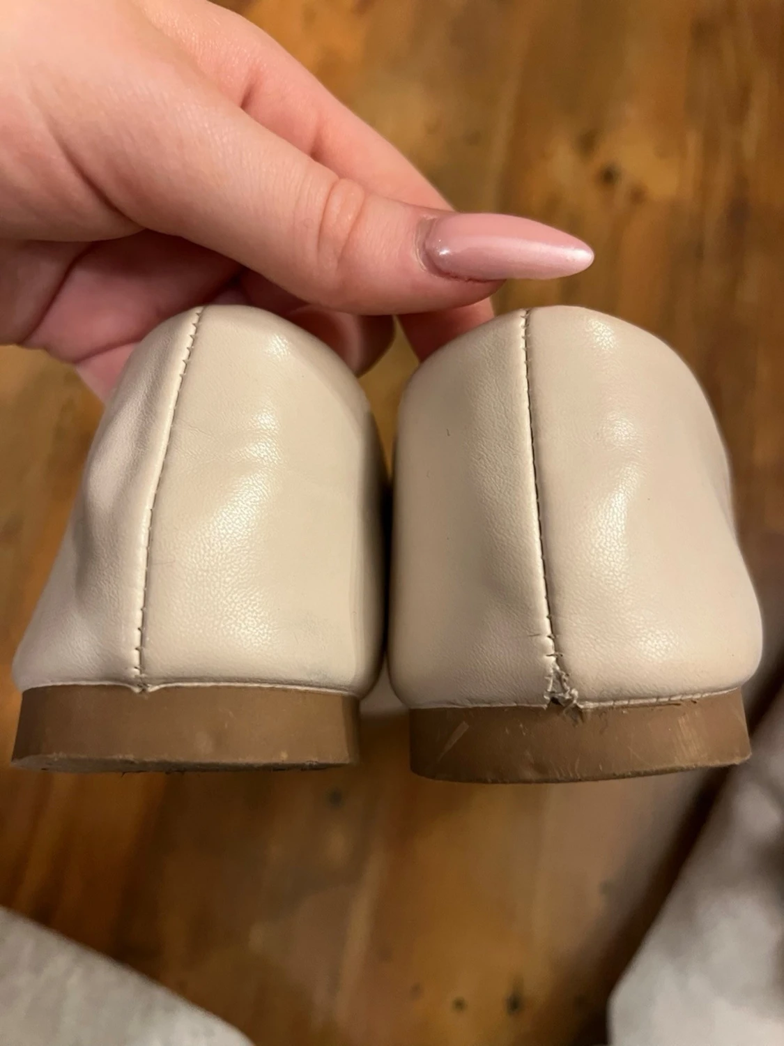 Beige ballerinaskor med svart tå - 3
