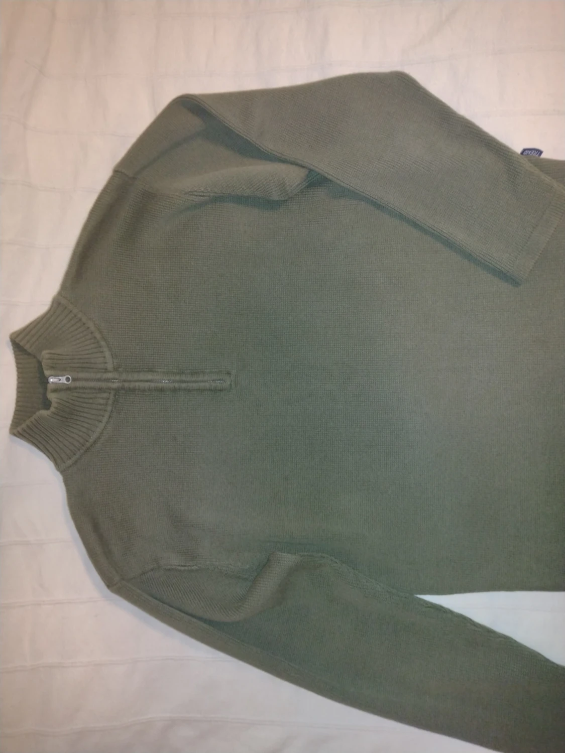 Grön/militär grön stickad tröja i 100% bomull - storlek L - 4
