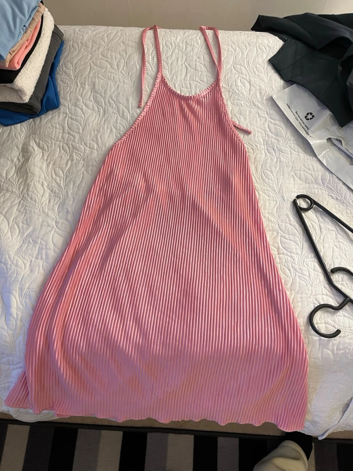 Rosa randig sommarklänning - 1