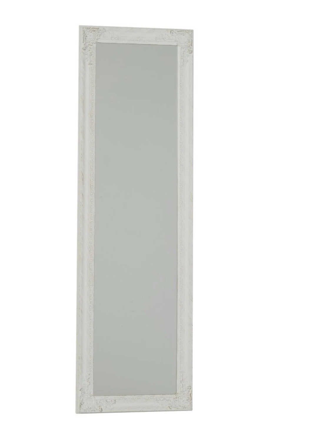 Antikk Vit spegel med dekorerad ram