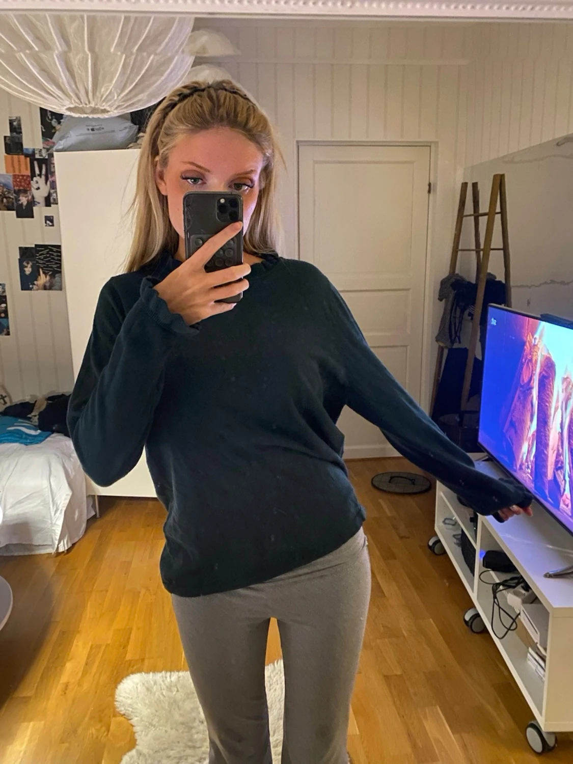 Mörkgrön oversized sweatshirt - 1