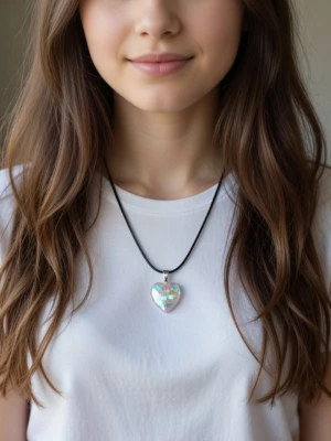 Halsband paljett hjärta - Halsband paljett hjärta berlockar. Inkl. justerbar halsbandssnodd. 2,2 cm. Perfekt Alla Hjärtans Dag-present.