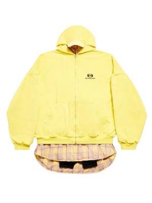 Balenciaga  - Balenciaga Spring 2024 Unity Sports Icon Layered zip up Hoodie with a built in cap, flannel shirt and t-shirt  Sz 1, fits very big Rrp 40.000:-