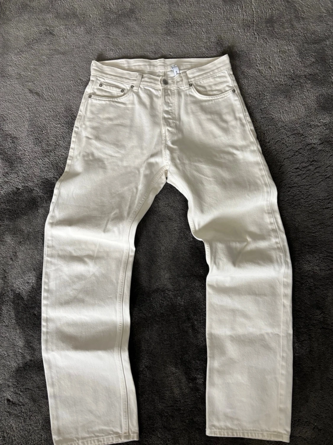 Vita raka jeans med hög midja