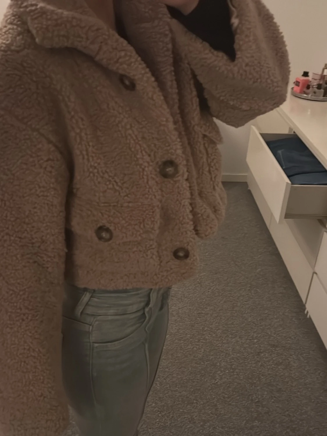 Brun/smutsrosa cropped teddyjacka ASOS DESIGN - 2