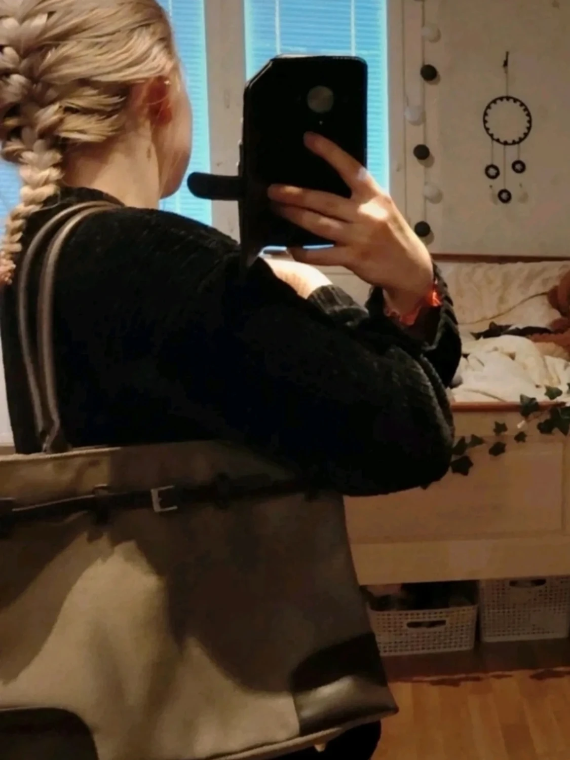 Vintage beige och brun tote handväska❤️  - 4