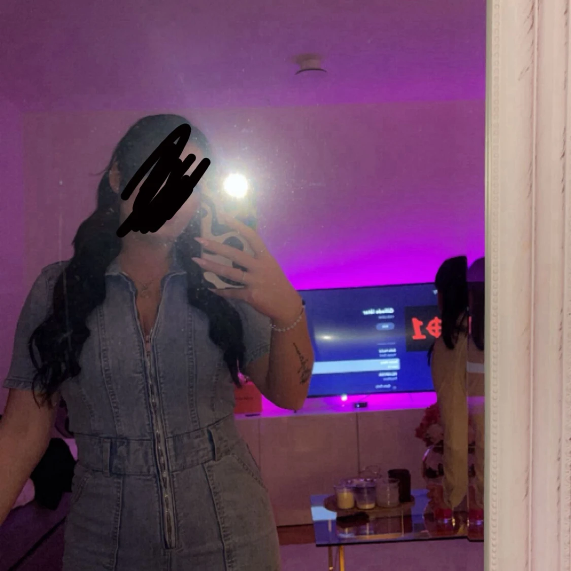 Ljusblå jeans jumpsuit med dragkedja - 1