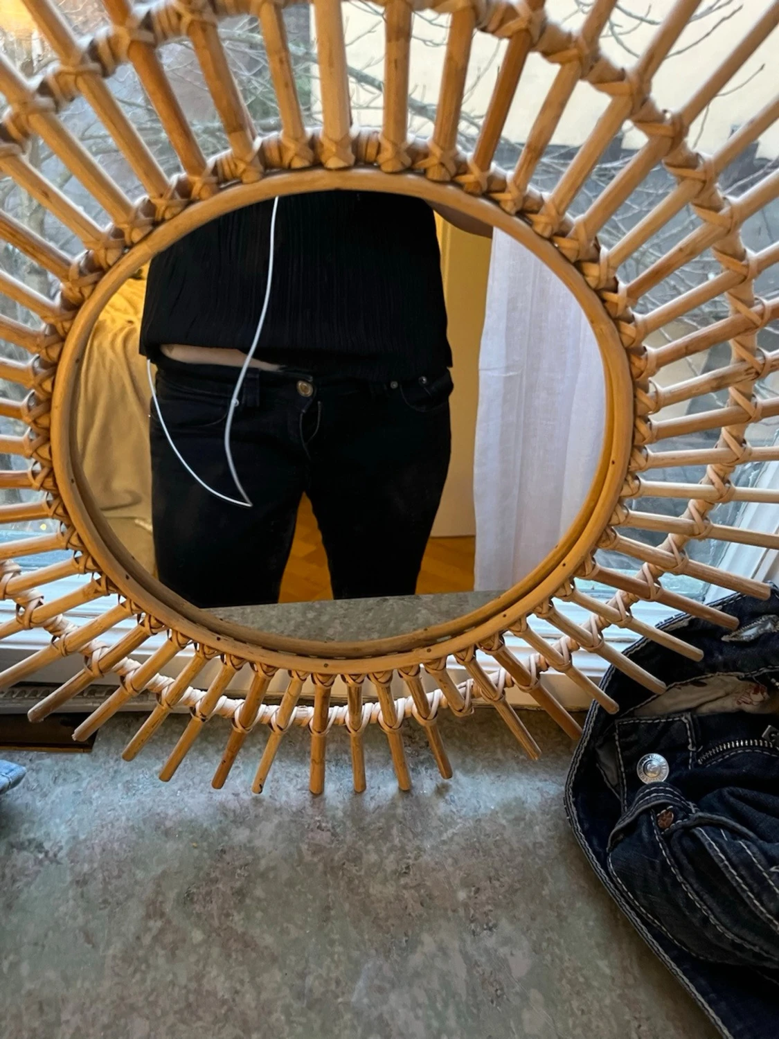 Low low rised svarta bootcut jeans